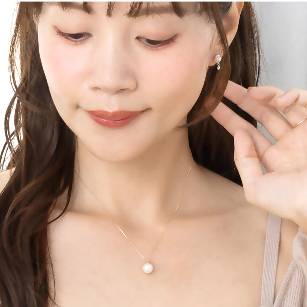 パール ネックレス K18 レディース ファッション 0728-np174 K10 K18 ネックレス レディース 一粒 パール 10金 本真珠 誕生石