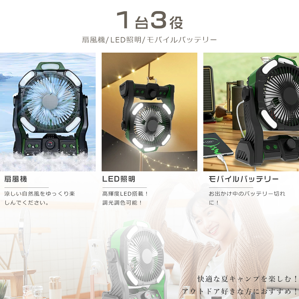 アウトドア扇風機 20000mAh キャンプ扇風機 充電式 アウトドア 最強 アウトドア扇風機 20000mAh キャンプ扇風機 充電式 アウトドア 最強