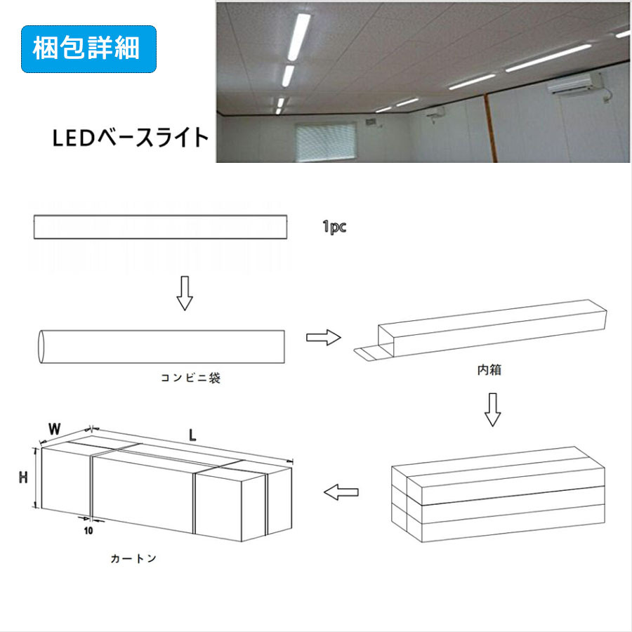 白色4000K 【PSE取得済み】 LED蛍光灯器具一体型 器具一体型 40W型2灯