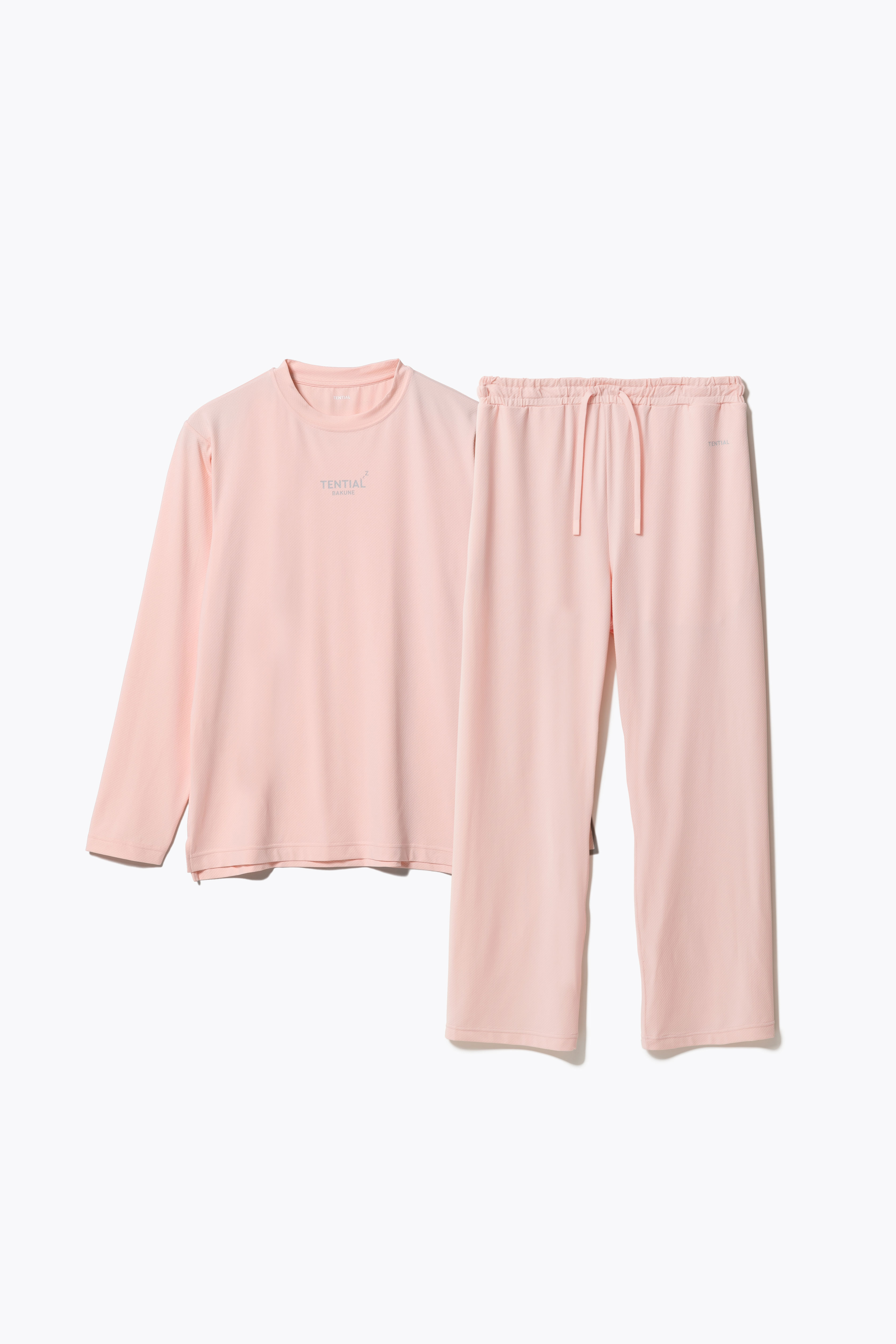 【BAKUNE】TENTIAL ロングスリーブシャツ＆パンツセット M ピンク TENTIAL（テンシャル） BAKUNE リカバリーウエア BAKUNE Mesh 上下