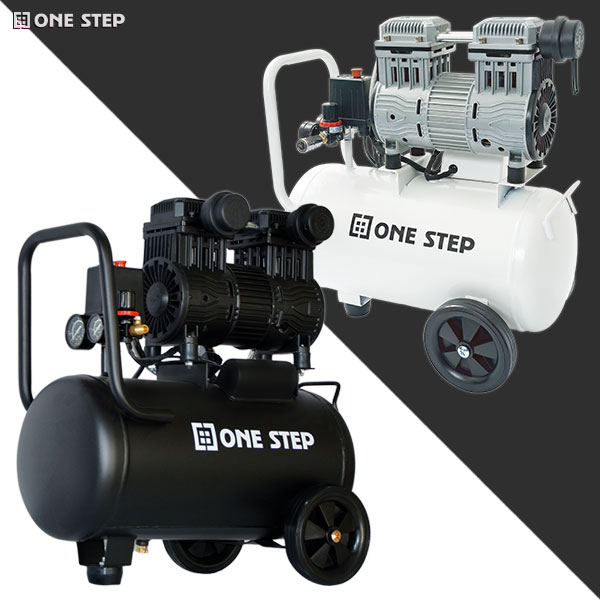 ONE STEP 30L 静音エアコンプレッサー　オイルレス  大容量 100v (30L ブラック) ONE STEP エアーコンプレッサー 100v オイルレス 静音 30L 小型 エアー