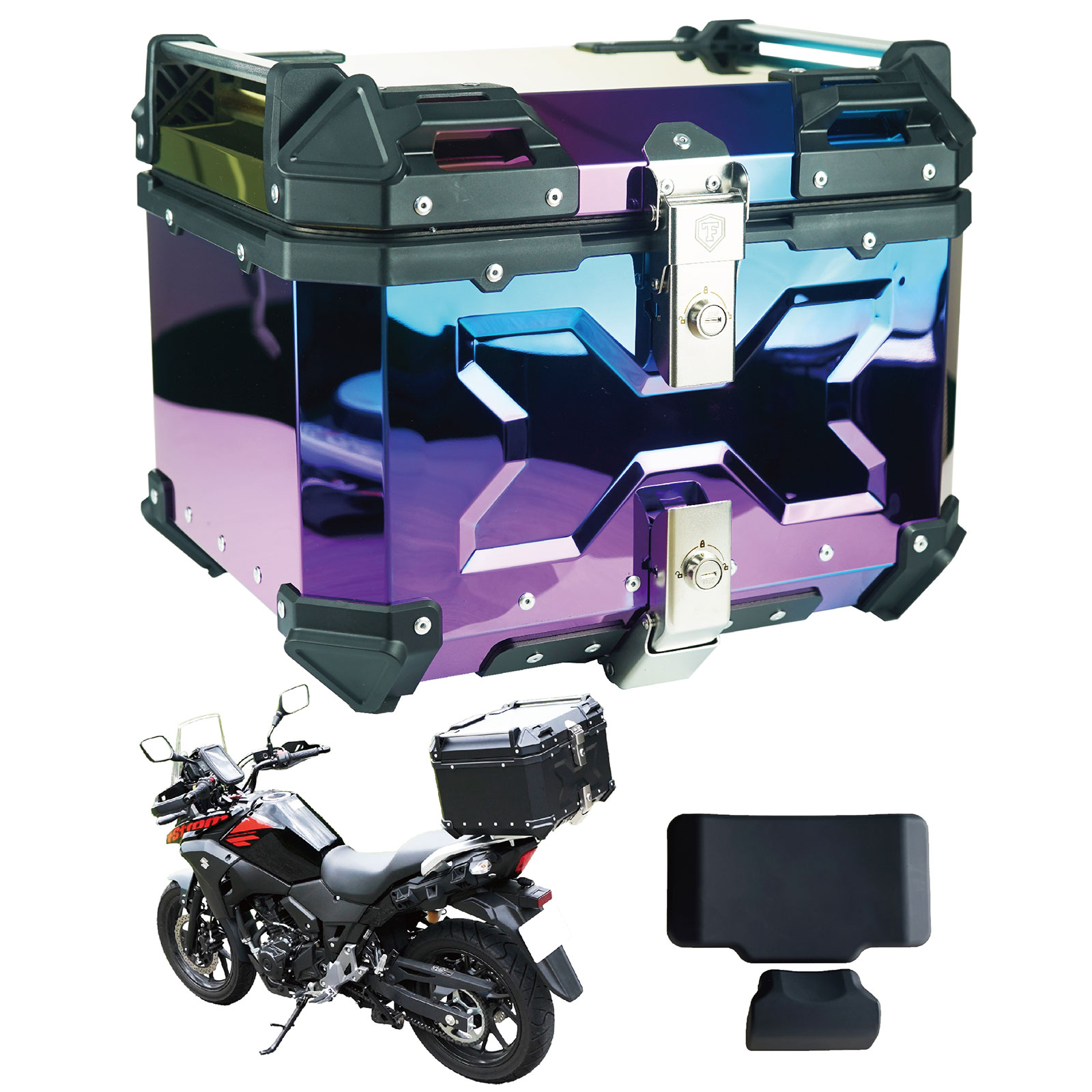 リアボックス 45l バイク トップケース 大容量 アルミ 背もたれ バイク用 ONE STEP