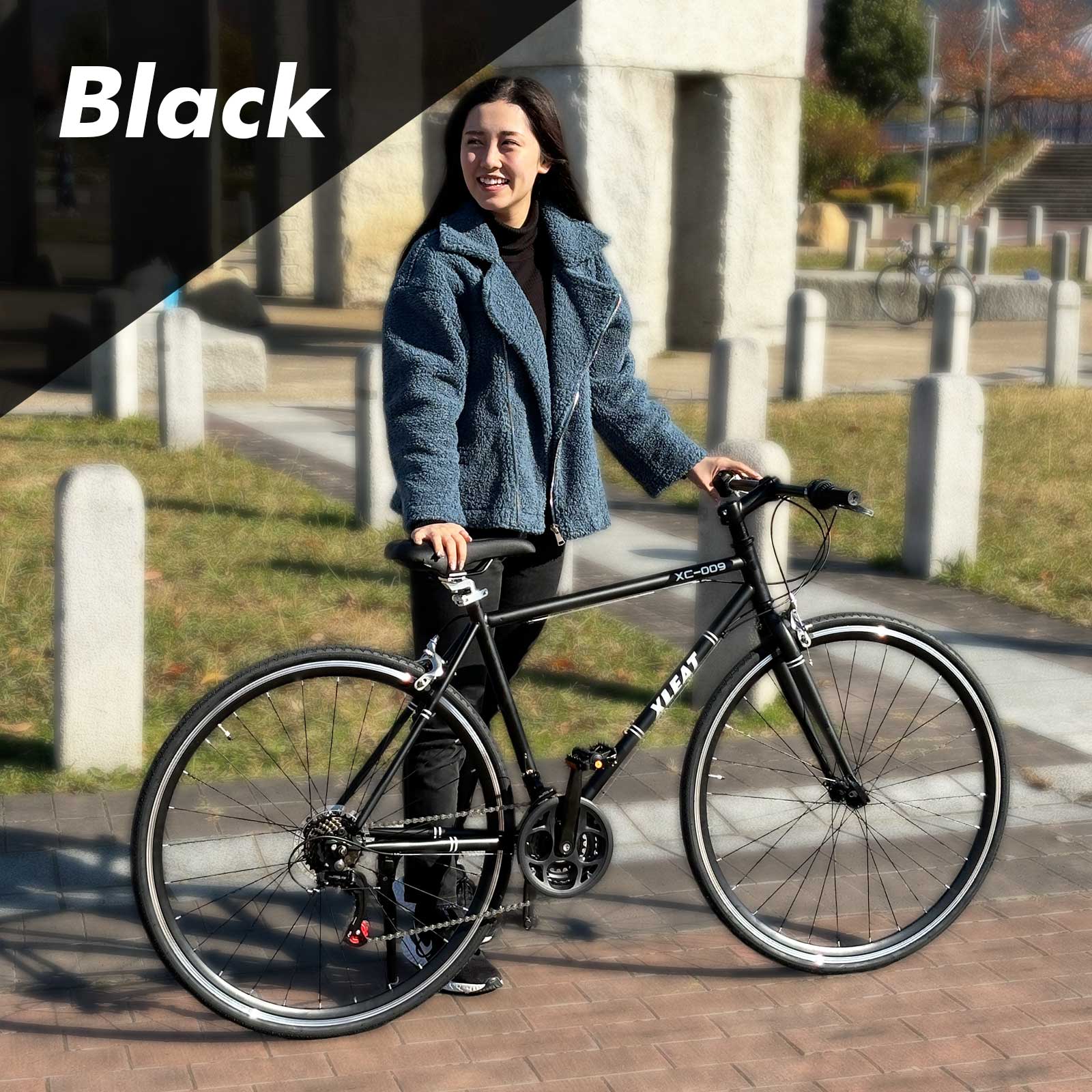 クロスバイク 700c シマノ製 21段変速 ライト スタンド付 自転車 通勤 通学 初心者 女性