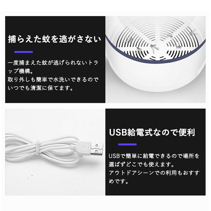 捕らえた蚊を逃がさない＆USB給電式