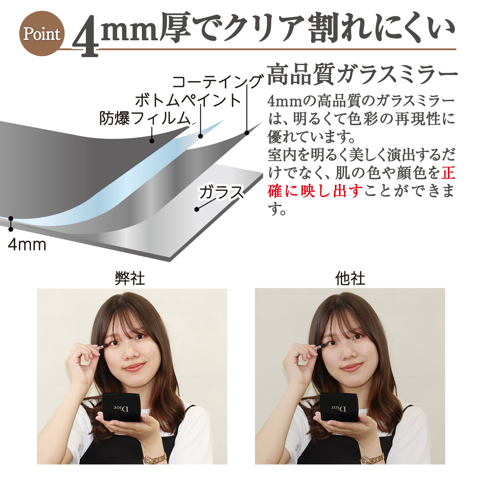 4mm厚でクリア・割れにくい