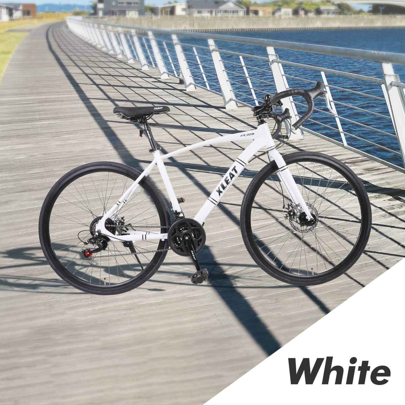 ロードバイク 700c シマノ製 21段変速 ライト スタンド付 自転車 ※ブラック・ホワイト5月27日入荷予定