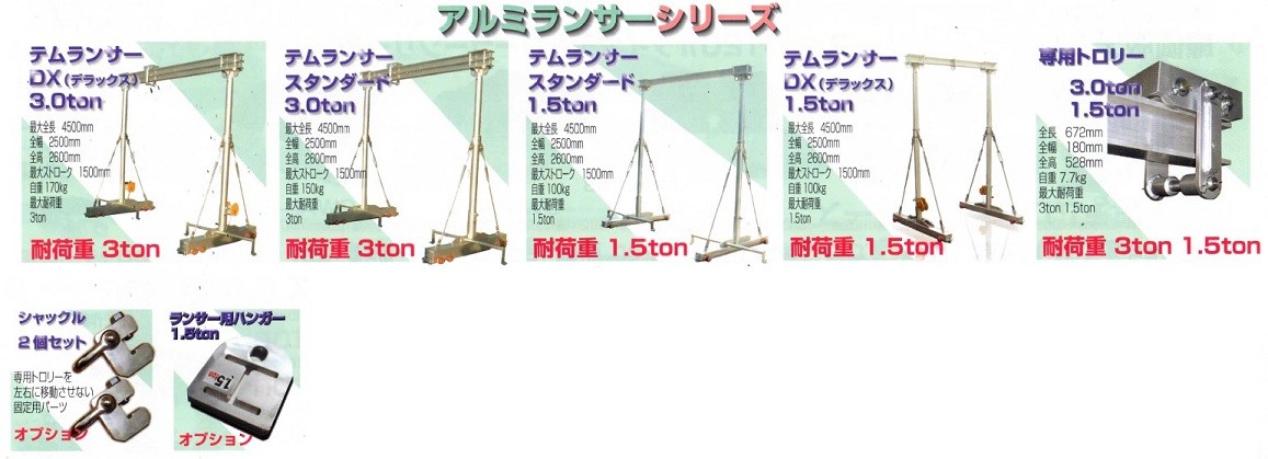 テム製 ランサー3.0トン DXデラックス アルミ合金 H鋼ダブル 分解式