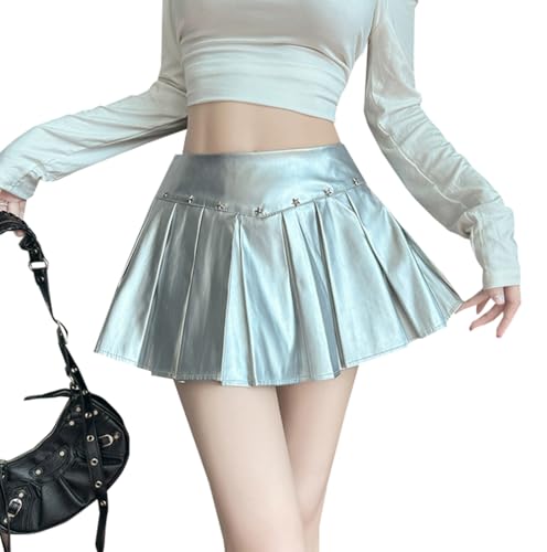 ミニスカート PUレザー プリーツスカート フレアスカート