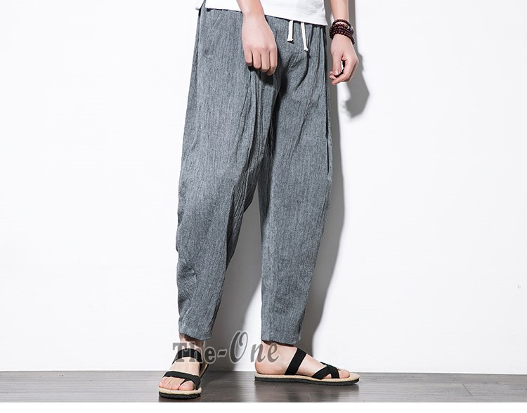 ワイドパンツ メンズ 麻パンツ リネンパンツ サルエルパンツ 涼しいズボン 九分丈 パンツ 公式 ボトムス チノパン