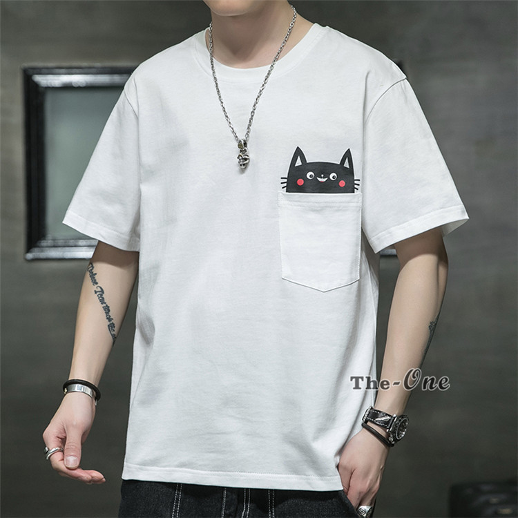 半袖tシャツ メンズ Tシャツ カットソー クルーネック 猫柄 プリント 夏服トップス 面白Tシャツ :tz21031509:The-One - 通販  - Yahoo!ショッピング