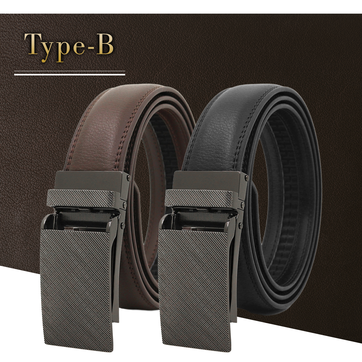 ベルト メンズ 穴なし 本革 無段階 紳士 オートロック 革 レザー カジュアル ビジネス スーツ ゴルフ フリーサイズ 社会人 本皮 30代 40代 50代 | ブランド登録なし | 02