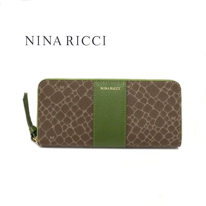 NINA RICCI ニナリッチ 長財布 ラウンドファスナー グリーン