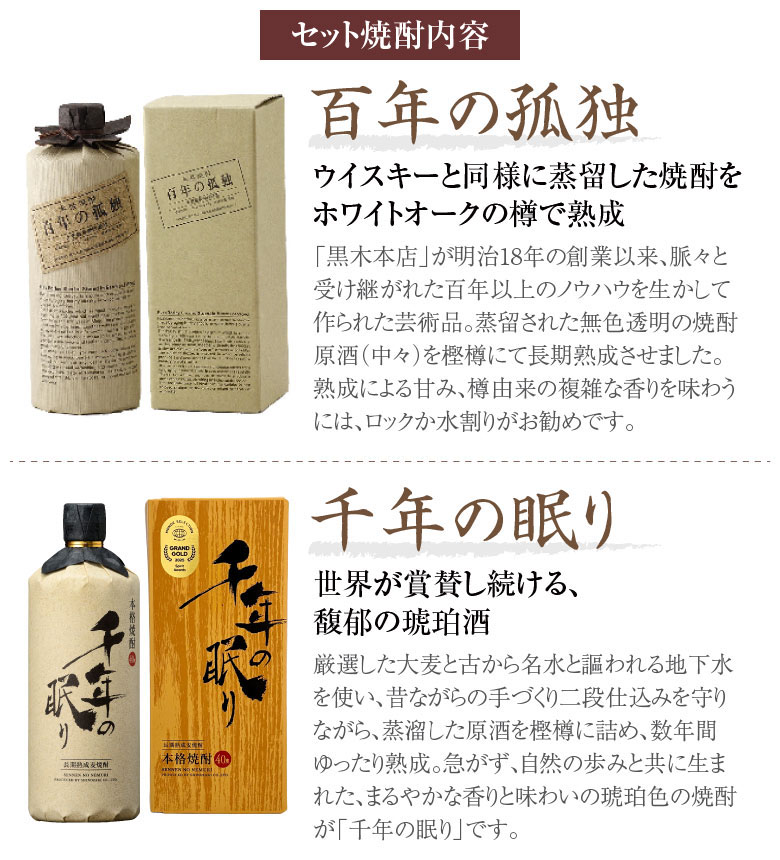 百年の孤独 お中元 誕生日 お盆 お供え 麦焼酎 ギフトセット ＆ 千年の