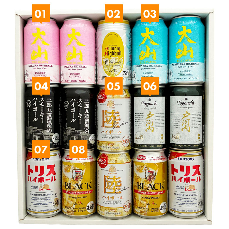 お年賀 誕生日 内祝 ウイスキー ハイボール 飲み比べ 8種 15本 ギフト
