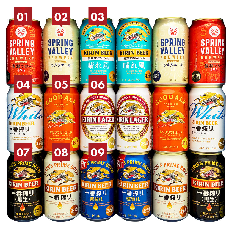 お酒 ビール まとめ売り57本★晴れ風 グッドエール 一番搾りサン生 プレモル等 一番搾り ビール ギフト お歳暮 誕生日 内祝 キリン 飲み比べ 9種 18本