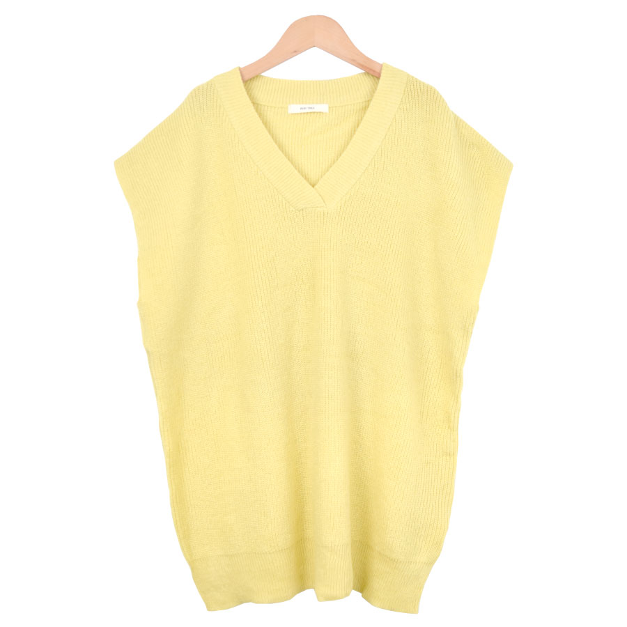 ニットベスト ざっくり Vネック ベスト レディース トップス 畦編み 畔