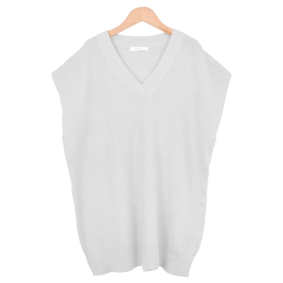 ニットベスト ざっくり Vネック ベスト レディース トップス 畦編み 畔