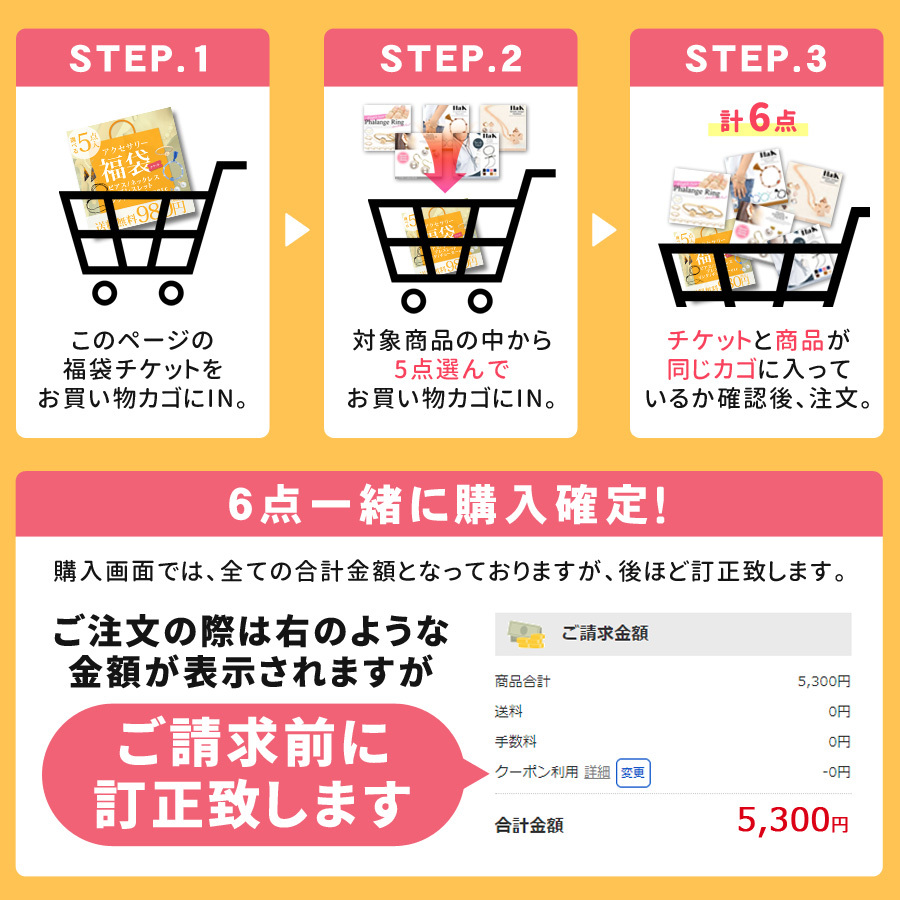 福袋 2026 アクセサリー 5点セット 選べる 福袋チケット 中身が選べる