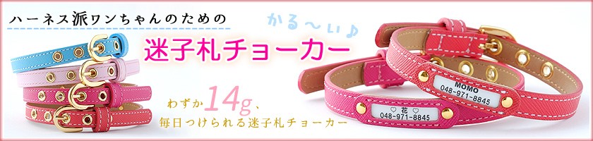 革製の迷子札付首輪