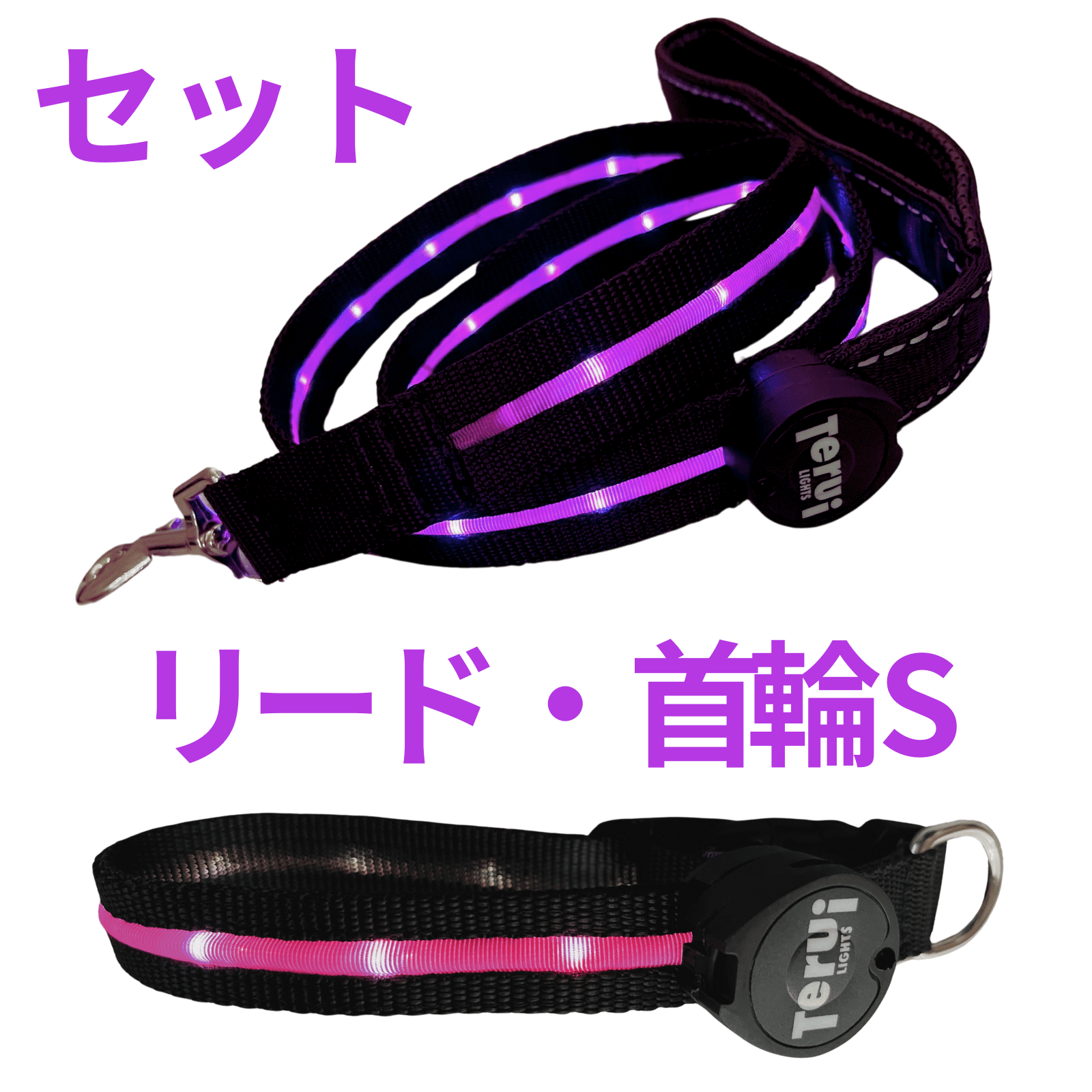 TERUI Lights 犬 リード 首輪 光る led ライト 充電式 セット おしゃれ