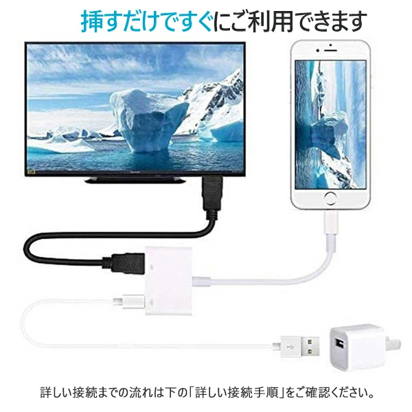 iPhone HDMI 変換アダプタ Lightning Digital AVアダプタ 高品質 1080P 