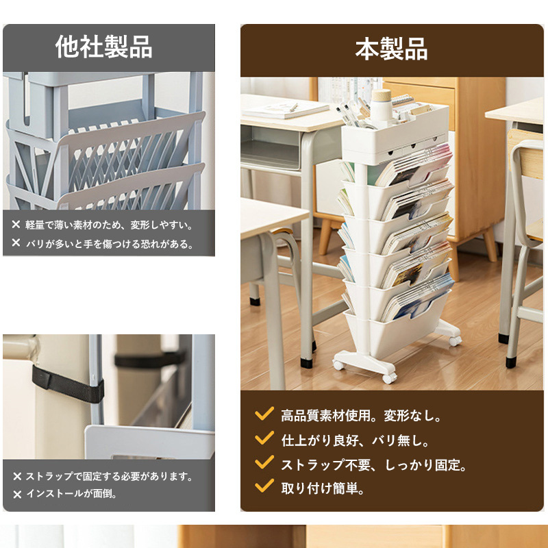 マガジンラック スリムタイプ 省スペース キャスター付き 新聞ラック