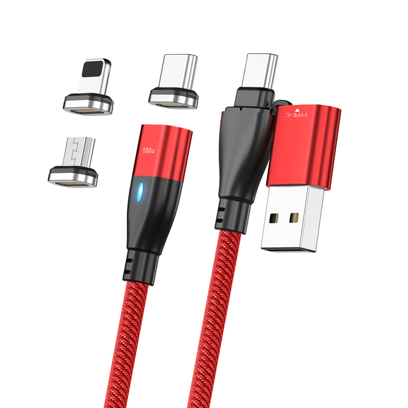 ライトニング50cm赤色１本曲るマグネット磁石式USB充電通信ケーブル