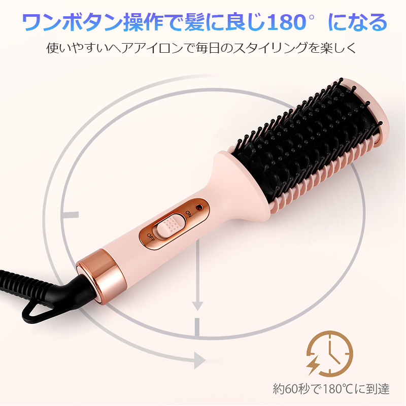 SALE／74%OFF】 ヘアアイロン ヒートブラシ マイナスイオン ブラシ型 カールアイロン 美髪 急速加熱 静電気防止 火傷防止 ストレートブラシ  動画説明あり ギフト2022 dobrenocki.pl