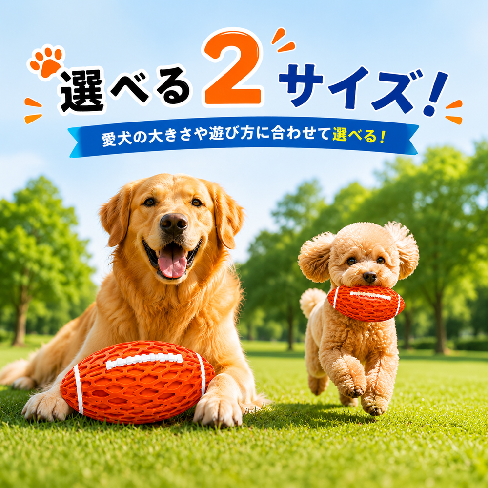 犬用おもちゃ 発音付き ラグビーボール型 噛むおもちゃ TPR素材 耐久性