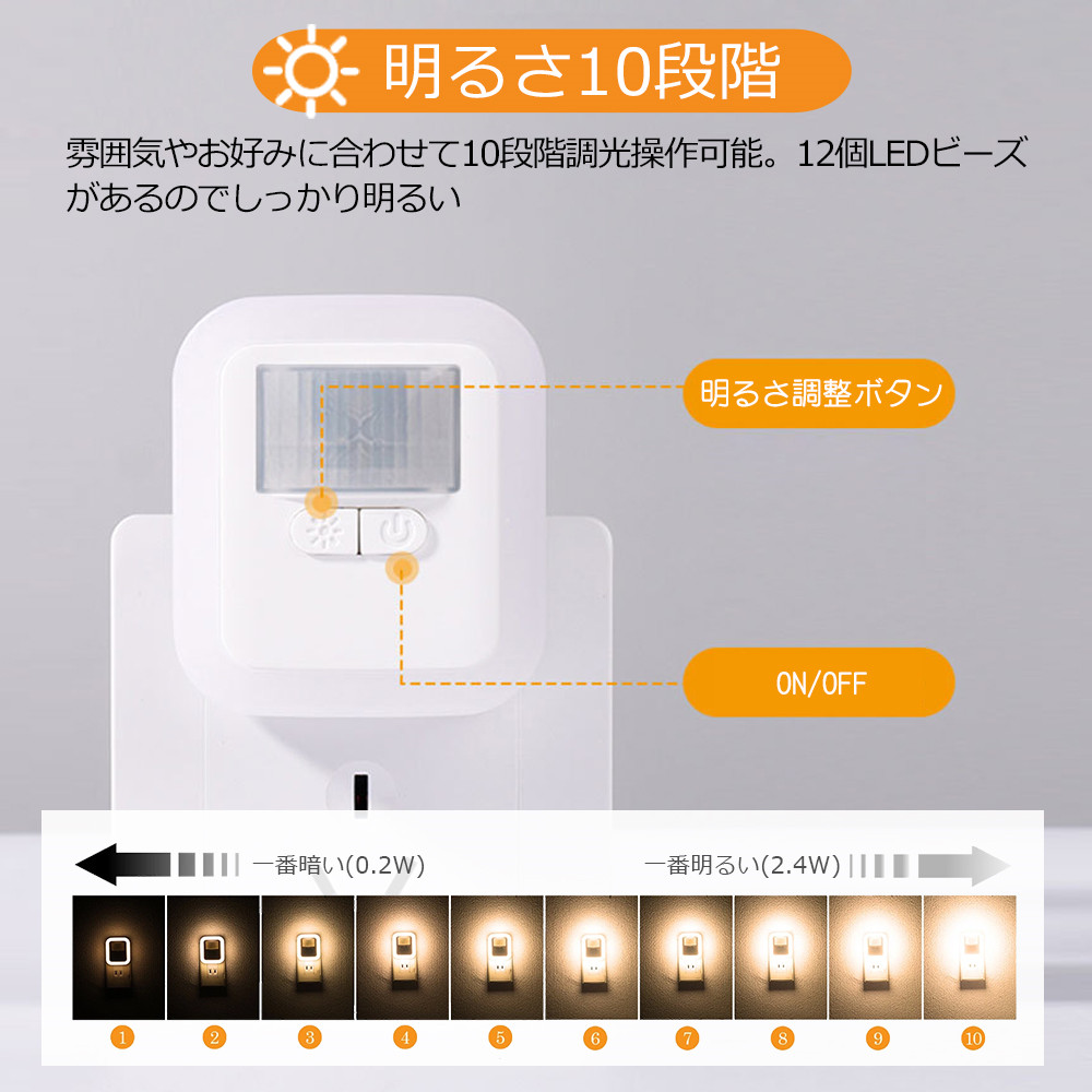 人感センサーライト センサーライト コンセント 人感 ナイトライト