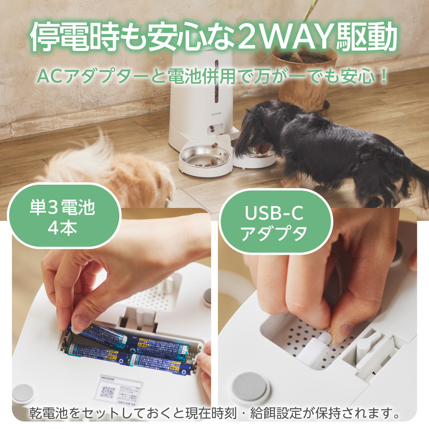 ELECOM（エレコム） 自動給餌器 猫 犬 2匹 自動 自動餌やり器 ペット