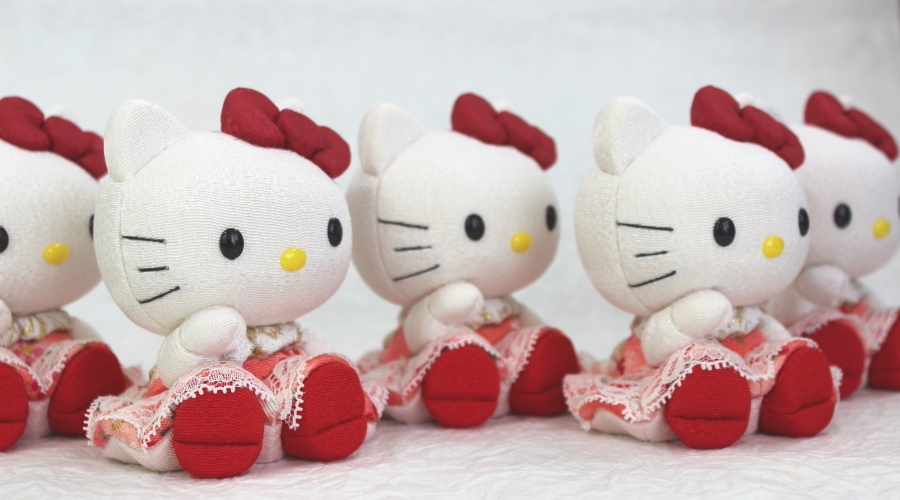 招き猫 キティちゃん グッズ 10.5cm ドレス お座り 柿沼人形 サンリオ