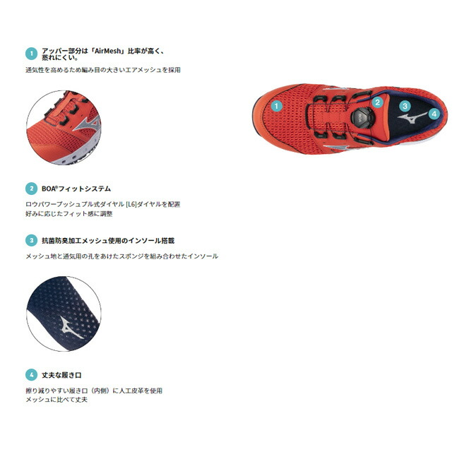 MIZUNO ミズノ mizuno 安全靴 作業靴 オールマイティVH51L BOA