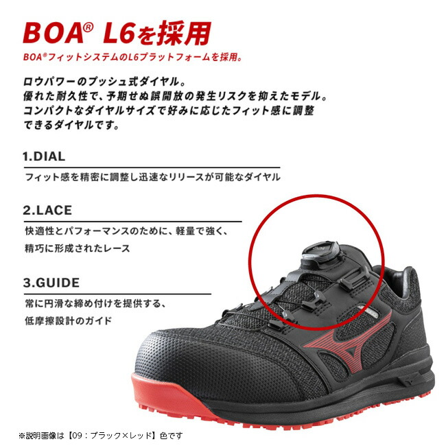 ミズノ mizuno 安全靴 作業靴 オールマイティ F1GA2404 LS2 52L BOA 