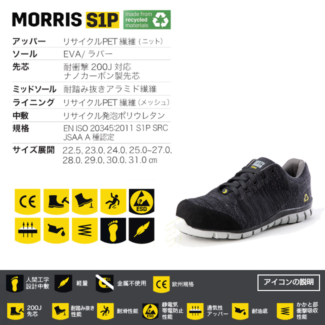 セーフティジョガー 安全靴 作業靴 MORRIS S1P | SAFETY JOGGER 現場
