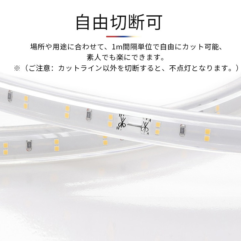 LEDテープライト 5m 切断可能 二列式 100v 家庭用ACアダプター
