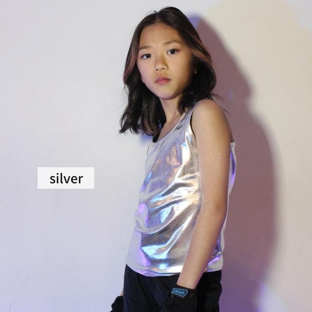 公式通販 - 人気アイテム多数 キッズ ダンス 衣装 Tシャツ タンクトップ メタリック 小物