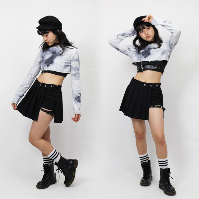 ダンス衣装 スカート 黒 K Pop 衣装 ヒップホップ 韓国 プリーツ セクシー かっこいい ダンス 服 衣装 レディース ガールズ ジュニア Clsk 01 ダンススタイル Cocos 通販 Yahoo ショッピング