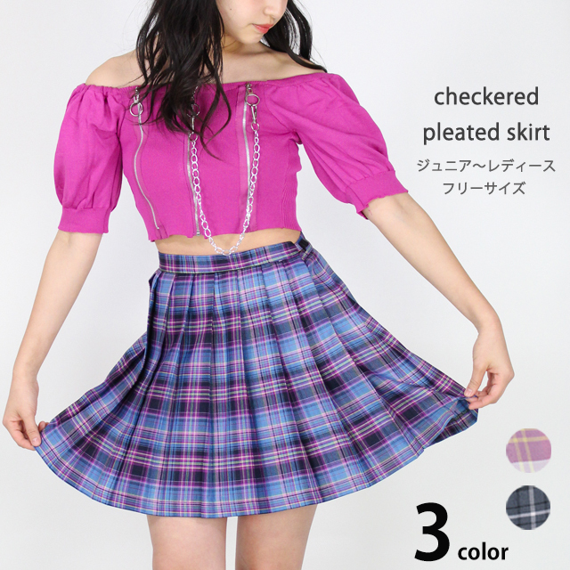 ミニ丈  大人かわいいティアード チェック KPOP ダンス clsk-02-01renew.jpg