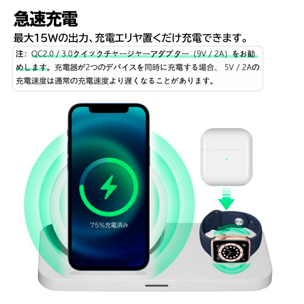 出産祝いなども豊富 E-OUTD ワイヤレス充電器 Qi認証iPhone 14 Galaxy