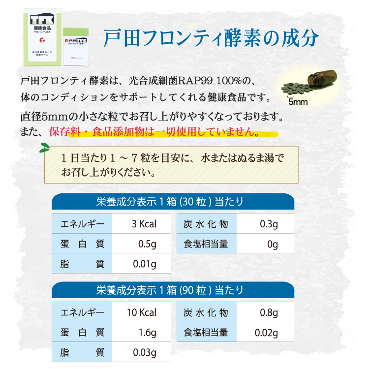 微生物酵素サプリ ＴＦＫ（テイエフケー）100粒入 戸田フロンティ酵素