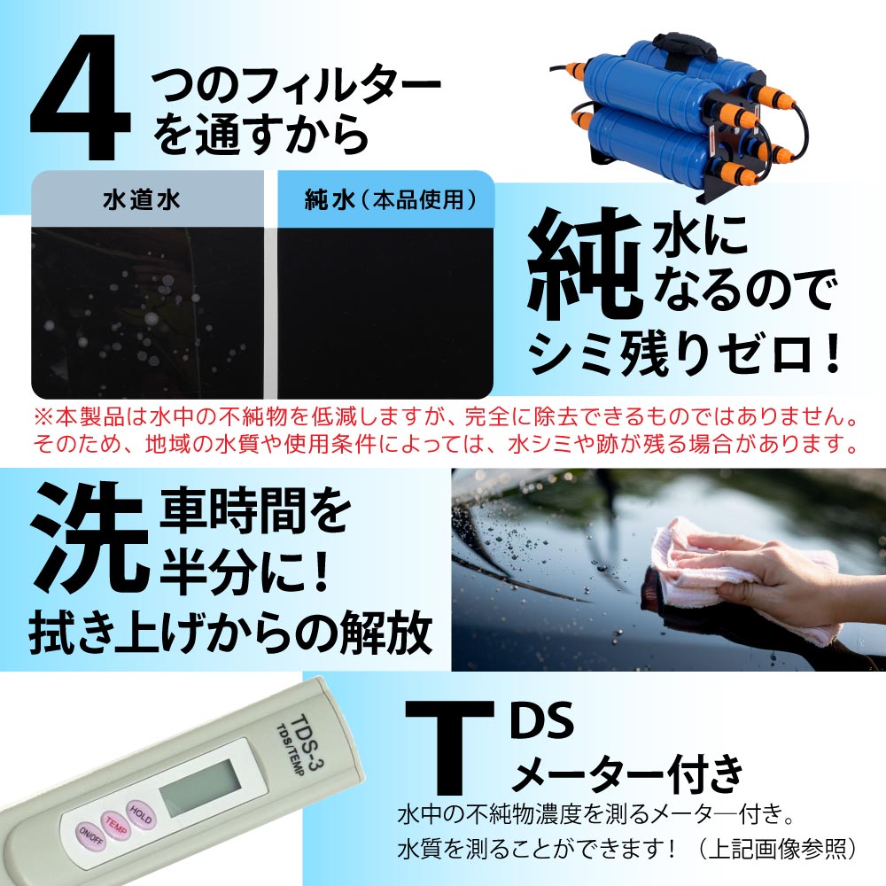 THANKO 洗車 洗浄 純水 純水器 車 カー用品 洗車グッズ 水シミ 水あか