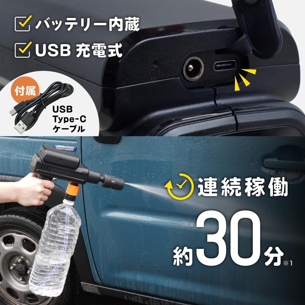 THANKO 高圧洗浄機 コードレス 充電式 小型 家庭用 洗車 ハンディ