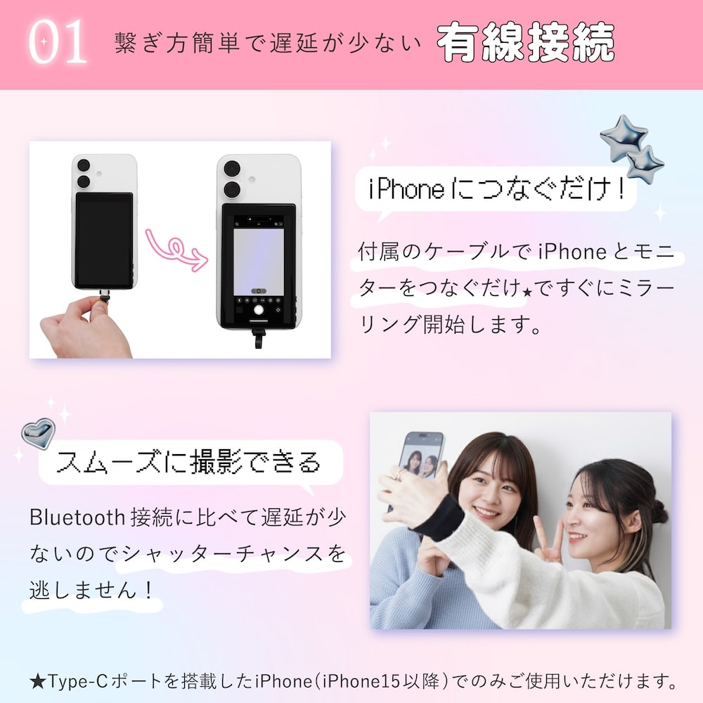 THANKO 自撮り モニター 有線接続 バッテリーレス マグネット吸着 Type