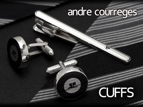 andre courreges アンドレ・クレージュ カフス 丸型 ブラック×シルバー ACC8001【セットではありません】