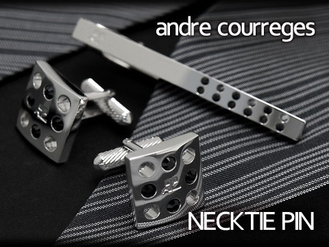 andre courreges アンドレ・クレージュ ネクタイピン スワロフスキー シルバー×ブラック ACT4005【セットではありません】