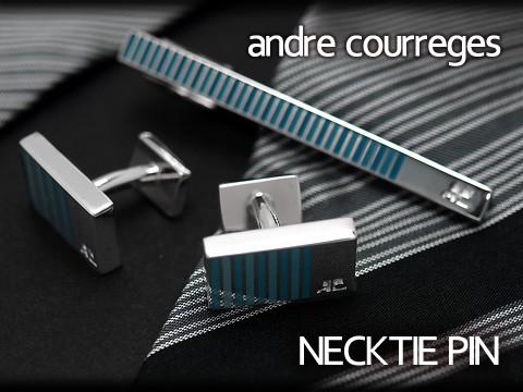 【andre courreges アンドレ・クレージュ】　ネクタイピン ボーダー柄 ブルーグリーン ACT5204 セットではありません