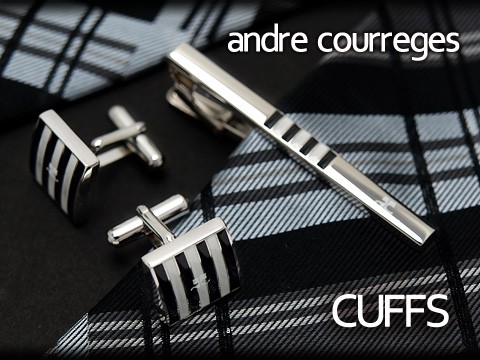 andre courreges アンドレ・クレージュ カフス ブラック×ホワイト ボーダー柄 CC6001A【セットではありません】