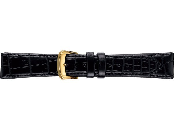 SEIKO BAND 17mm セイコー 替えベルト クロコダイル（フランス仕立）竹斑柄ステッチ付 マット調仕上げ 紳士用 黒色 DEL1 正規品 返品不可【ネコポス可能】