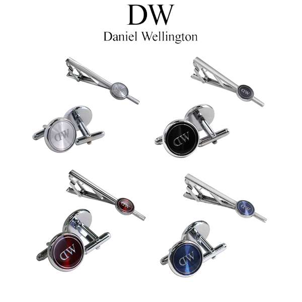 ダニエルウェリントン タイバー&カフス 2点セット ネクタイピン メンズ シルバー/ブラック/レッド/ブルー DW02800027 DW02800028 DW02800029 DW02800030
